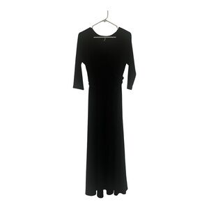 Mother Bee Maternity Black Faux-Wrap Maxi Dress With Tie Waist Size Medium